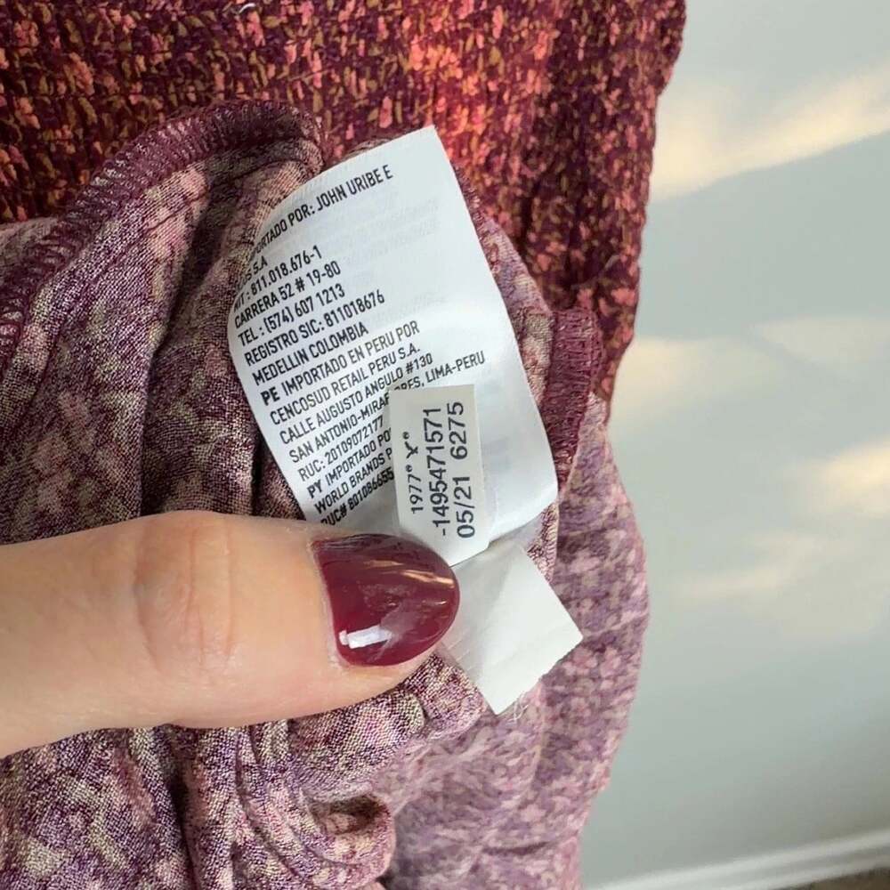 American Eagle Outfitters Burgundy Floral Midi Dress Size Large Women’s - Picture 8 of 8